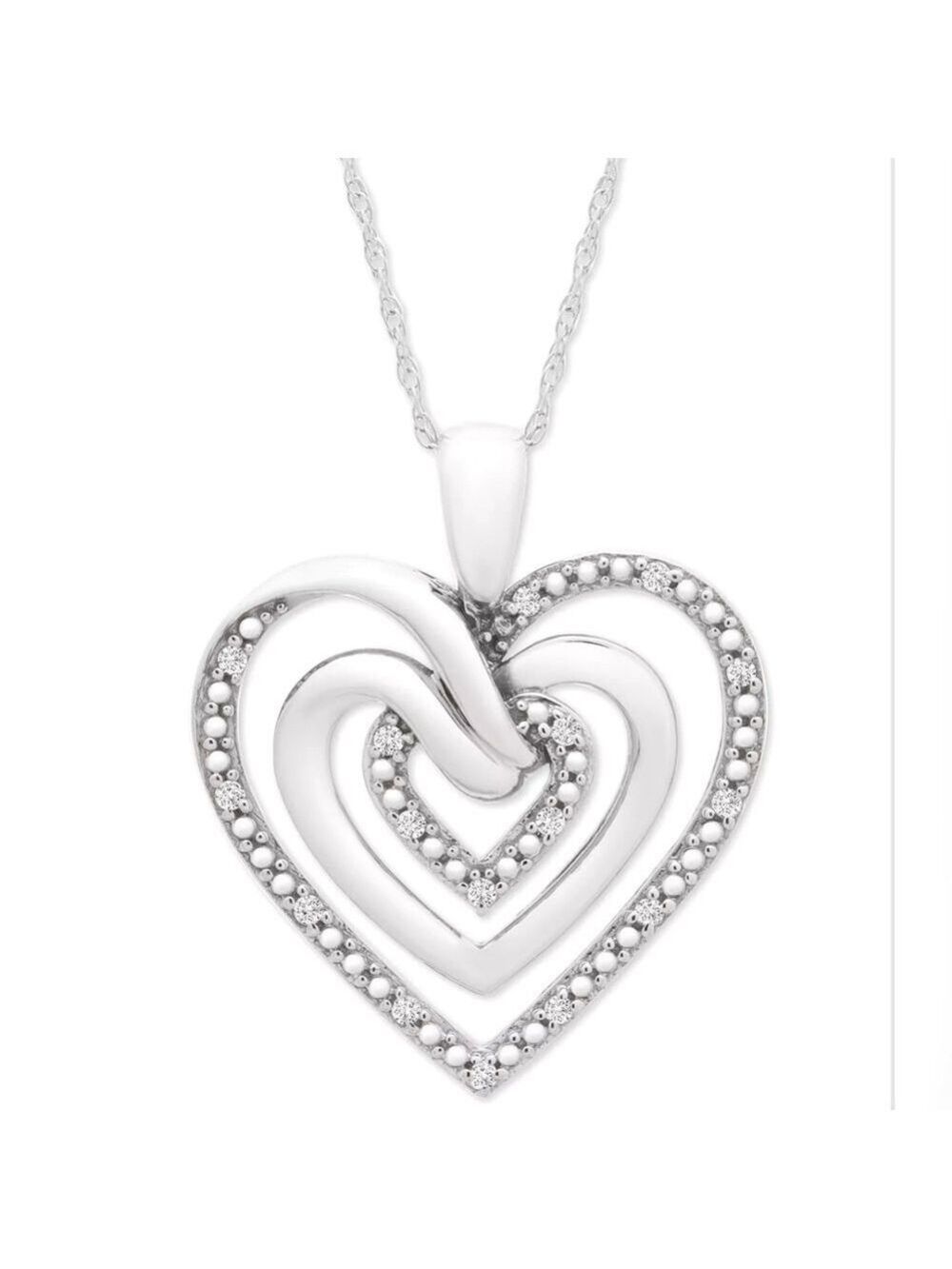 DIAMOND MULTI HEART 18" PENDANT NECKLACE (1/10 CT. T.W.) 100% GUARANTEED! - Picture 1 of 3